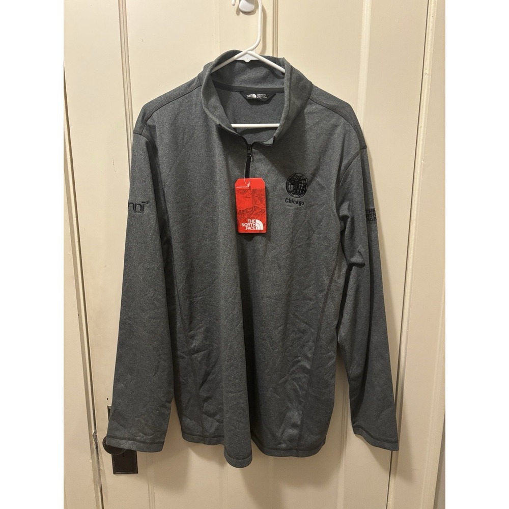 The North Face Sweatshirt Mens XL Gray Logo Quarter Zip Fleece Logo